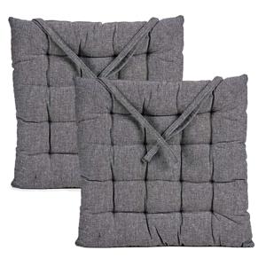 Giftdecor Stoelkussen Decorama - 2x - binnen/buiten - donkergrijs - 40 x 5cm - polyester
