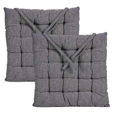 Giftdecor Stoelkussen Decorama - 2x - binnen/buiten - donkergrijs - 40 x 5cm - polyester