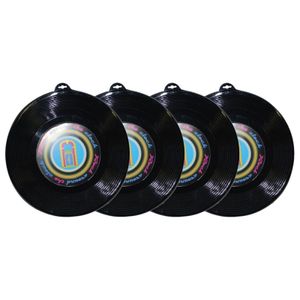 4x Plastic LP grammofoonplaat wanddecoratie 48 cm