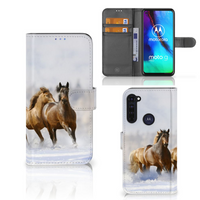 Motorola Moto G Pro Telefoonhoesje met Pasjes Paarden - thumbnail