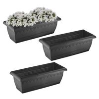 Hega Hoger Plantenbak Jardinera - 3x - anctraciet grijs - 50 cm Hega Hoger Plantenbak Jardinera - 3x - anctraciet grijs - 50 cm