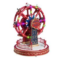 Kerstdorp kerst tafereel - reuzenrad met muziek - met led verlichting - 27 cm