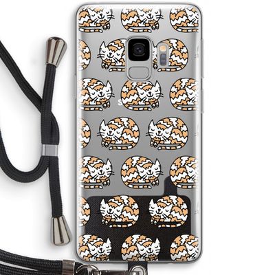 Slapende poes: Samsung Galaxy S9 Transparant Hoesje met koord