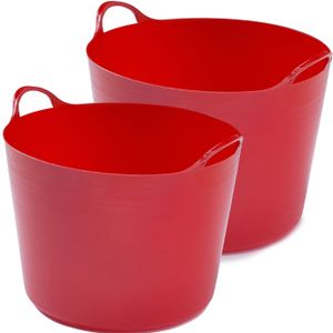 Flexibele emmers - 2x stuks - 26 liter en 39 liter - rood