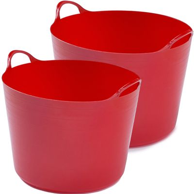 Flexibele emmers - 2x stuks - 26 liter en 39 liter - rood