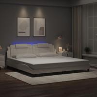 Bedframe "Viana" met LED zonder matras kunstleer wit 200x200 cm