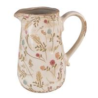 Clayre & Eef Decoratie Kan 16x11x18 cm Roze Beige Keramiek Bloemen