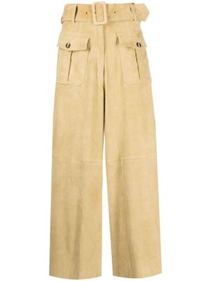 PAULA pantalon en daim à coupe ample - Tons neutres