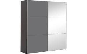 Goossens Kledingkast Easy Storage Sdk, 203 cm breed, 220 cm hoog, 1x 3 paneel glas schuifdeur li en 1x 3 paneel spiegel schuifdeur re