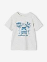 T-shirt voor jongens met print gemêleerd wit