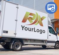 Bedrijfslogo sticker vrachtwagen en bestelwagen