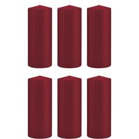6x Bordeauxrode cilinderkaars/stompkaarsen 8x20cm 119 branduren