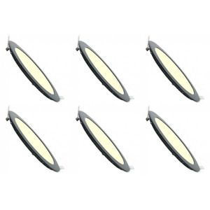LED Downlight Slim 6 Pack - Inbouw Rond 6W - Dimbaar - Zeer Warm Wit 2700K - Mat Zwart Aluminium - Ø120mm