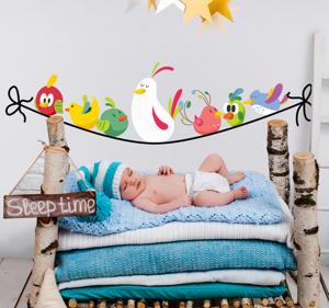 Muursticker kinderkamer schattige vogels