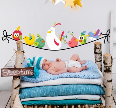 Muursticker kinderkamer schattige vogels