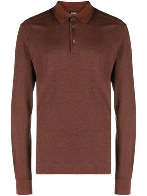 Zegna polo en coton à manches longues - Rouge