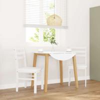 Eetkamerstoelen 2 st massief hout rubber wit