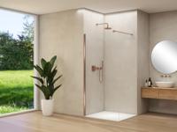 Inloopdouche Van Rijn Products ST01 140x200 cm 8 mm Helder Glas Incl. Beslag met Muurprofiel en Stabilisatiestang Geborsteld Koper