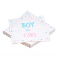 Chaks Baby Gender Reveal servetten - 20x stuks - roze/blauw - Boy or Girl - 33 x 33 cm