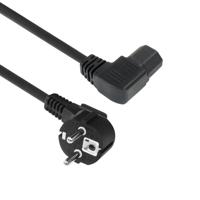 ACT AK5348 Netsnoer CEE7/7 male (Haaks) - C15 (Haaks Links) IEC60320 | Zwart | 2 meter