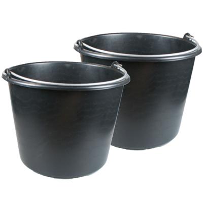 Bouwemmer - 5x stuks - 20 liter - emmer met metalen hengel - huishoudemmer