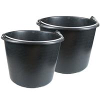 Bouwemmer - 5x stuks - 20 liter - emmer met metalen hengel - huishoudemmer