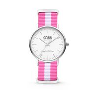 CO88 Horloge staal/nylon wit/roze 36 mm 8CW-10025 - thumbnail