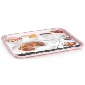 Plasticforte dienblad/serveerblad - Kunststof - 41 x 31 cm - oud roze - kopjes en glazen tray