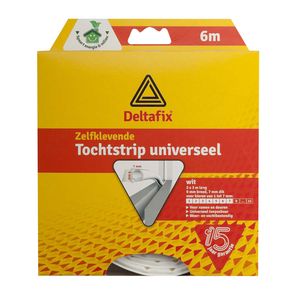 Tochtstrip - tochtwering - wit - zelfklevend - universeel - 6 m x 9 mm x 7 mm