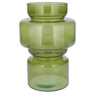 Bellatio Design Bloemenvaas - groen transparant gerecycled glas - D17 x H25 cm - Vazen