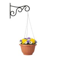 Hangpot + Muurhaak Gerona - terracotta - kunststof - metaal - D25 cm - tuinaccessoires