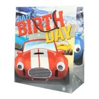 Geschenktas Happy Birthday auto 27 x 15 x 32,5 cm VE100 | 30 stuks