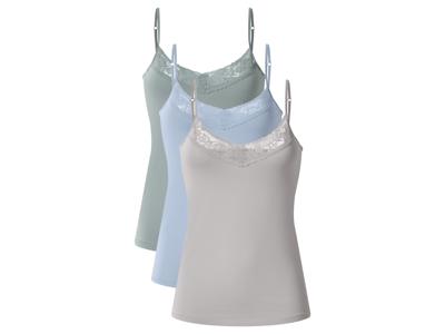 esmara Set van 3 dames spaghettitops (groen/blauw/grijs, L (44/46))