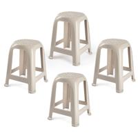 Zit krukjes - 4x - beige - kunststof - 37 x 37 x 46 cm - extra zitplaatsen