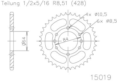 ESJOT Chain wheel 428 51z steel black