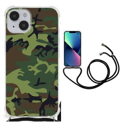 iPhone 14 Doorzichtige Silicone Hoesje Army Dark