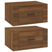 The Living Store Wandnachtkastjes - bruineiken - 50x36x25cm - duurzaam hout