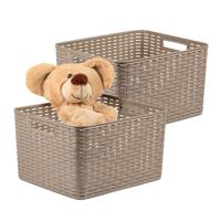 Opbergmand - 4x - Kastmand - rotan kunststof - taupe - 28 Liter - 34 x 40 x 23 cm