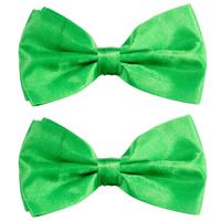 Carnaval verkleed vlinderstrikje zijdeglans - 2x - groen - polyester - heren/dames - thumbnail