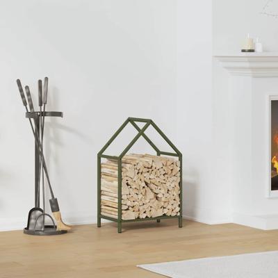 Brandhoutrek 40x25x60 cm koudgewalst staal olijfgroen
