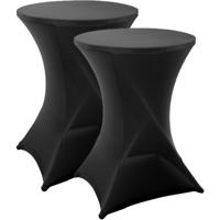 Nette afdekhoes voor een statafel - 2x - zwart - spandex elastiek/polyester - D80 cm x H110 cm