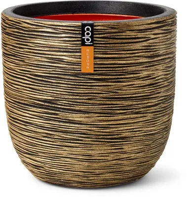 Capi nature bol rib nl kunststof bloempot 43x41 cm zwart, goud