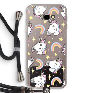 Rainbow Unicorn: Samsung Galaxy J4 Plus Transparant Hoesje met koord