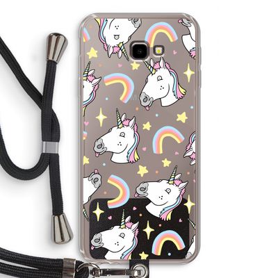 Rainbow Unicorn: Samsung Galaxy J4 Plus Transparant Hoesje met koord