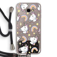Rainbow Unicorn: Samsung Galaxy J4 Plus Transparant Hoesje met koord