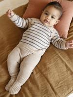 3-delig babypakje met gebreide trui + broek + sokken gemêleerd beige