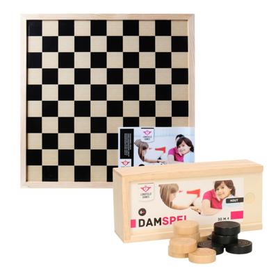 Longfield Games Damspel - dambord met 40 damstenen - hout - voor jong en oud