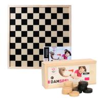 Longfield Games Damspel - dambord met 40 damstenen - hout - voor jong en oud