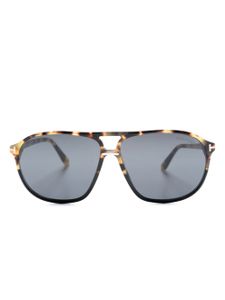 TOM FORD Eyewear lunettes de soleil à effet écailles de tortue - Marron
