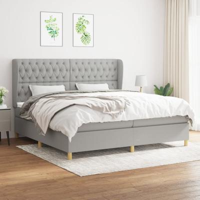 Boxspring met matras stof lichtgrijs 200x200 cm